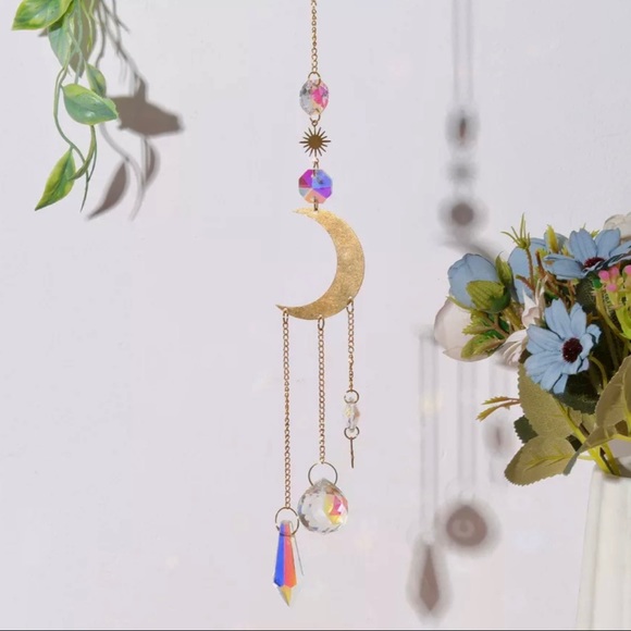 RAWLUXE Other - AURORA BOREALIS CRYSTAL MOON STAR GOLD WIND CHIME SUN CATCHER RAINBOW SHINE NWT